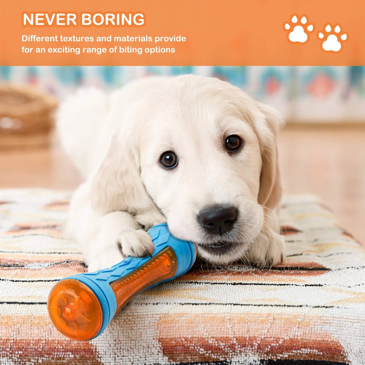 Rubber Dog Toys for Dog Chewing Bite Resistant Squeaky Training Playing Toy Interactive Dog Toys for Large Dogs Teeth Cleaning