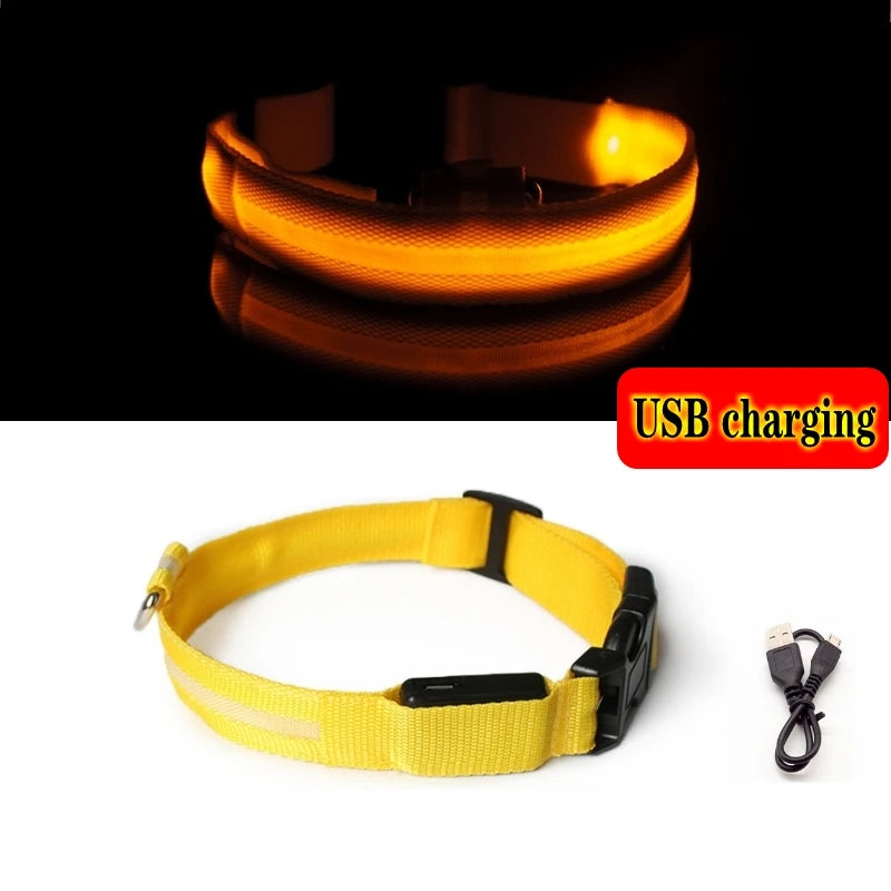 Led Dog Collar Light Anti-lost Collar For Dogs Puppies Night Luminous Supplies Pet Products Accessories USB Charging/Battery