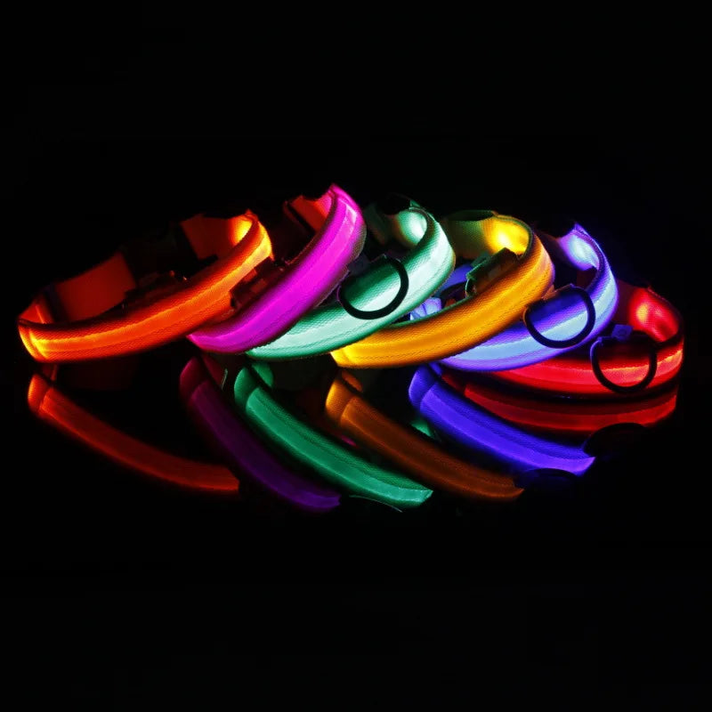 Led Dog Collar Light Anti-lost Collar For Dogs Puppies Night Luminous Supplies Pet Products Accessories USB Charging/Battery