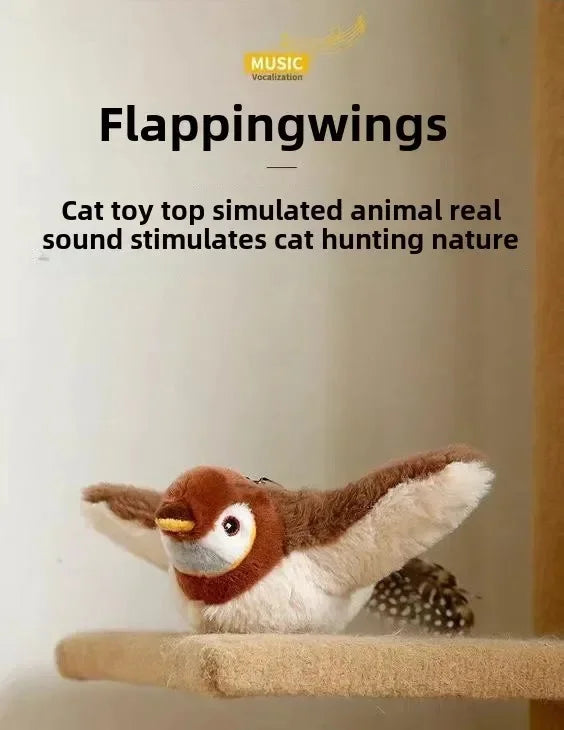 Remote Control Cat Toy Interactive Electric Fluttering Sparrow Realistic Bird Movements Engaging Pet Play Accessory