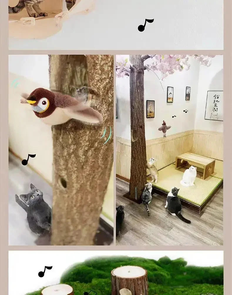 Remote Control Cat Toy Interactive Electric Fluttering Sparrow Realistic Bird Movements Engaging Pet Play Accessory