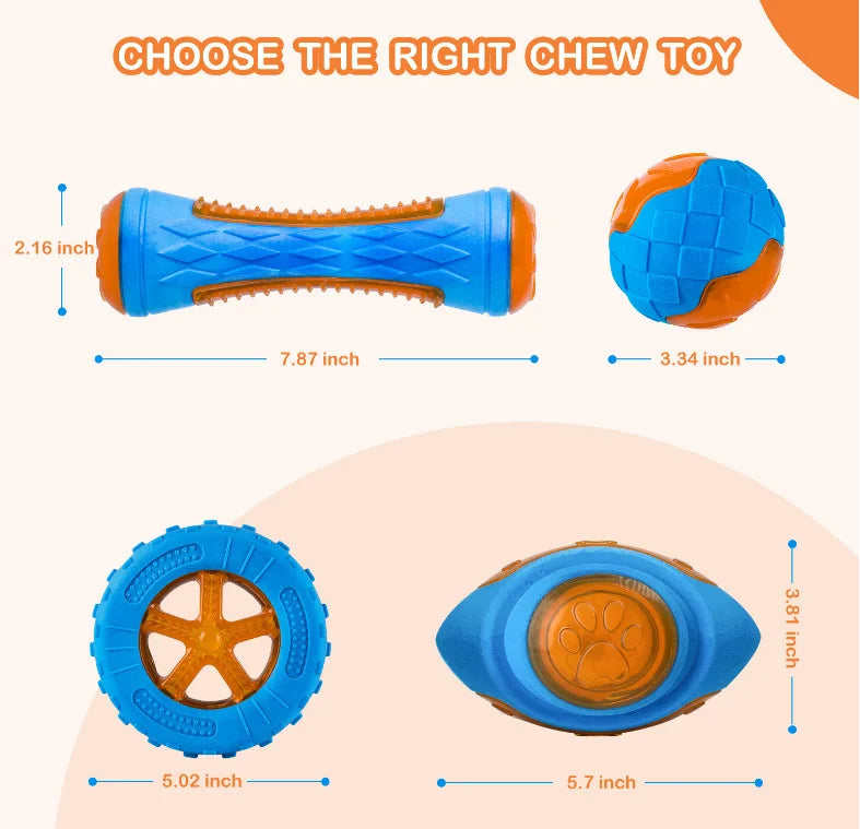 Rubber Dog Toys for Dog Chewing Bite Resistant Squeaky Training Playing Toy Interactive Dog Toys for Large Dogs Teeth Cleaning