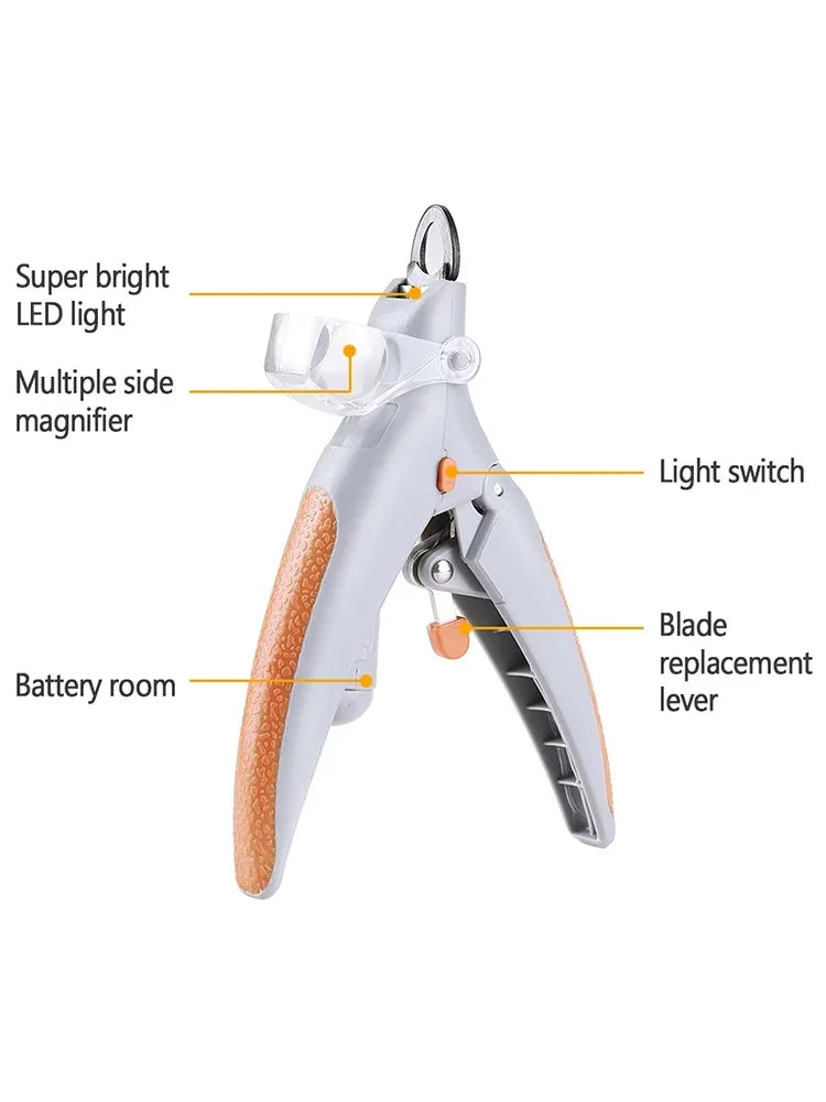 LED Light Pet Nail Clipper Strap with Amplification Function Cat And Dog Nail Trimmer Grooming Tool for Pet Care Cleaning Suppli
