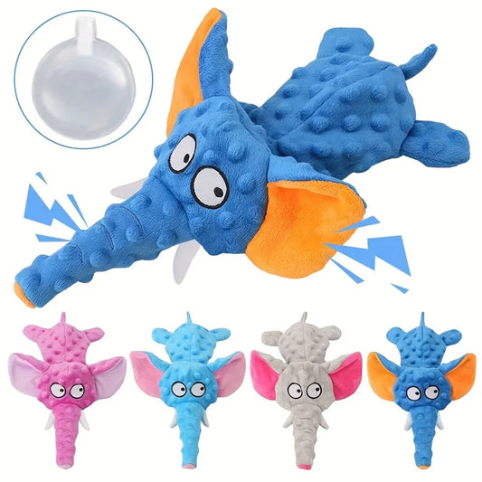 Plush Squeak Elephant Shell Dog Toy Durable Interactive Chew Toy for Small to Large Dogs Indestructible Fleece Material