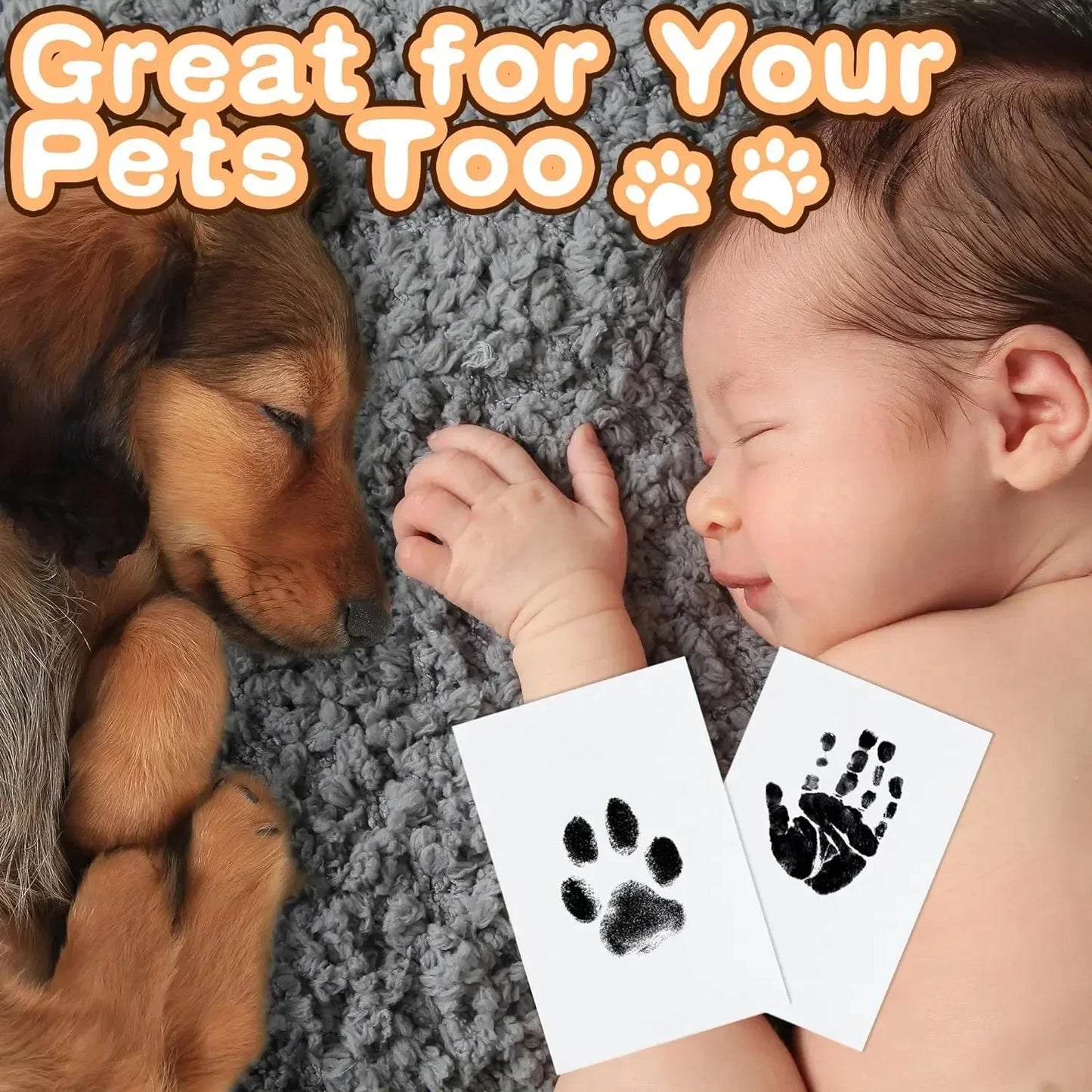 Baby Handprint Footprints Ink Pads for Pet Safe Non-toxic No-Touch Skin Inkless Inkpad Kits Cat Dog Paw Prints Souvenirs Gifts