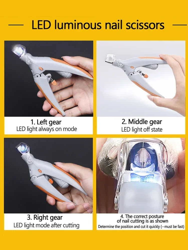 LED Light Pet Nail Clipper Strap with Amplification Function Cat And Dog Nail Trimmer Grooming Tool for Pet Care Cleaning Suppli
