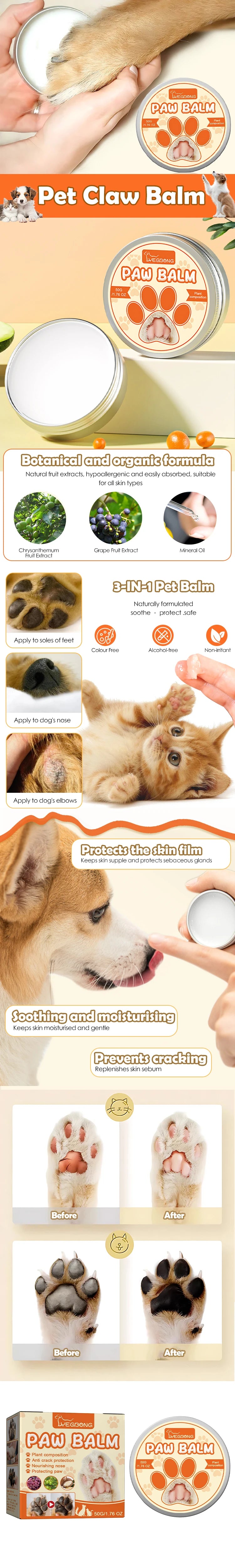 1/2/3pcs Pet Claw Balm Cat Dog Paw Protective Cream Pet Nose Protector Moisturizer for Cracked and Damaged Paws Pet Care Cream