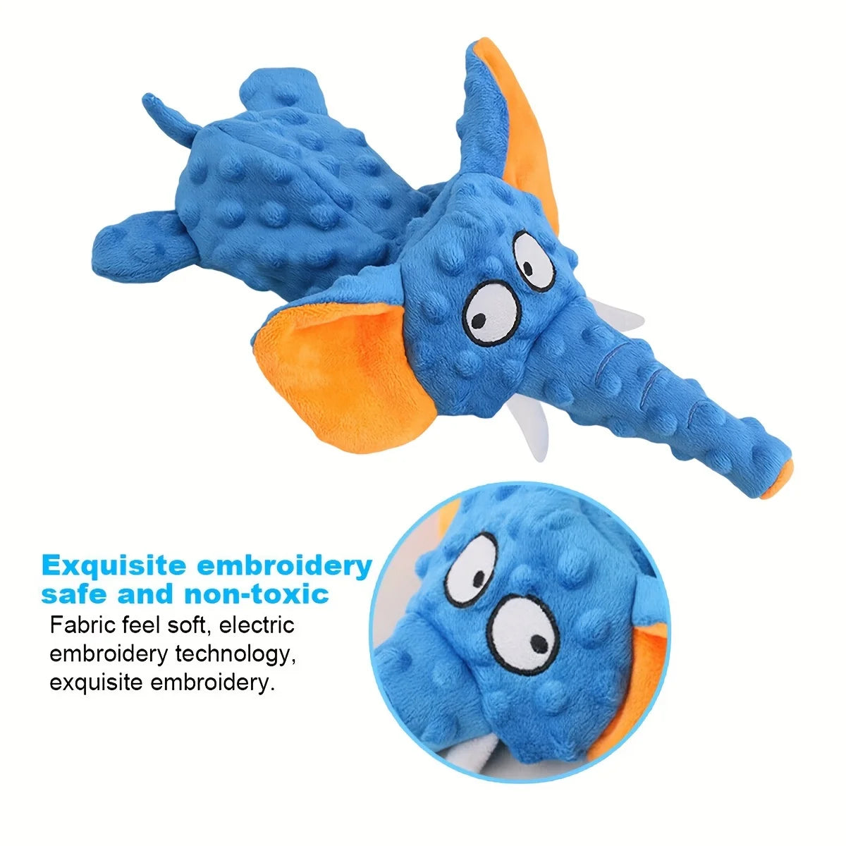 Plush Squeak Elephant Shell Dog Toy Durable Interactive Chew Toy for Small to Large Dogs Indestructible Fleece Material